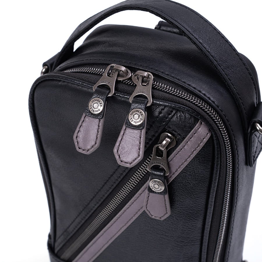 DOUBLES 3WAY レザースリングバッグ（ボディ＆ショルダー） 牛革×イタリアン牛革 KIM-1455