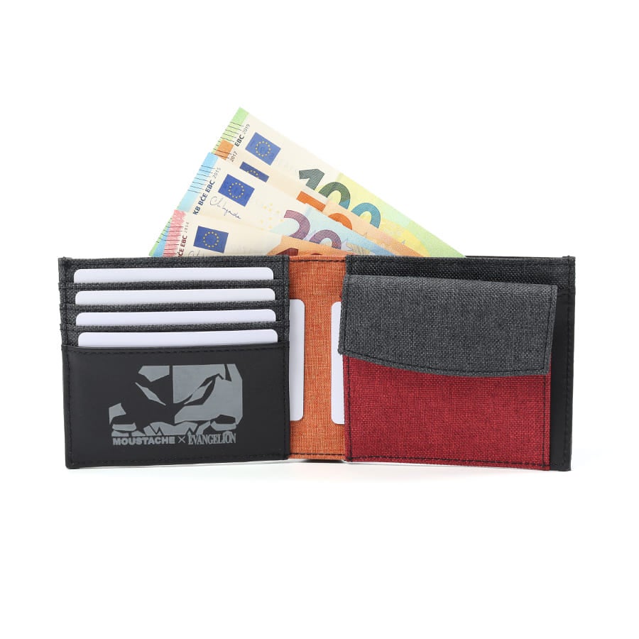 エヴァンゲリオンコラボ】 【数量限定】 MOUSTACHE 二つ折り財布 杢調ポリエステル×牛革 NDH-1852