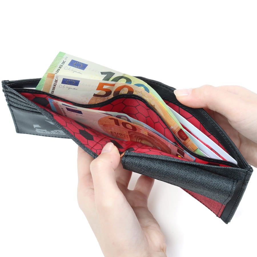 エヴァンゲリオンコラボ】 【数量限定】 MOUSTACHE 二つ折り財布 杢調ポリエステル×牛革 NDH-1852