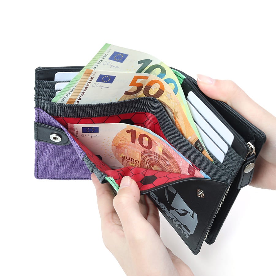 【エヴァンゲリオンコラボ】 【数量限定】 MOUSTACHE ミドルウォレット 杢調ポリエステル×牛革 NDH-1853