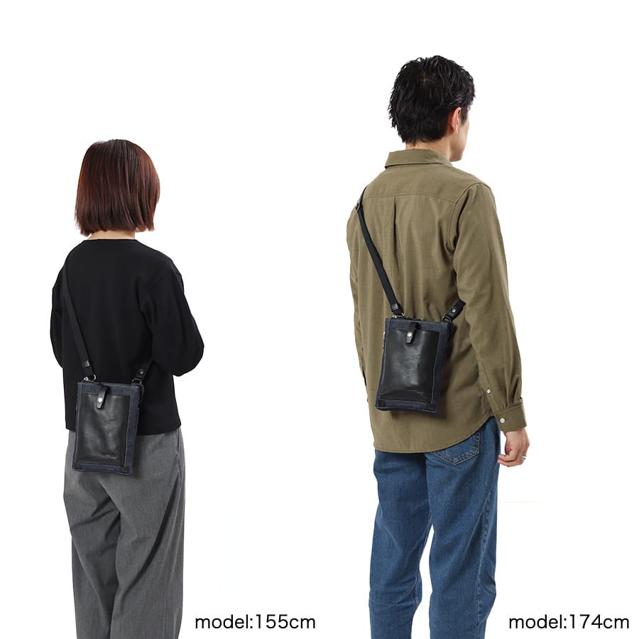 DOUBLES ミニショルダーバッグ 国産デニム×イタリアンヌメ牛革 BQA-7121