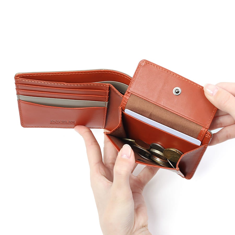 公式】 DOUBLES 二つ折り財布 イタリアンレザー 本革 RFID スキミング
