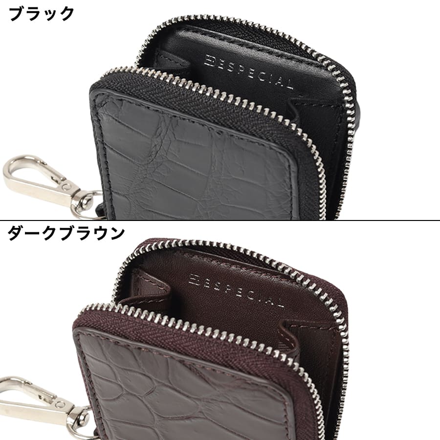 ESPECIAL コインケース クロコダイル革×牛革 カラビナ付き GCR-8501