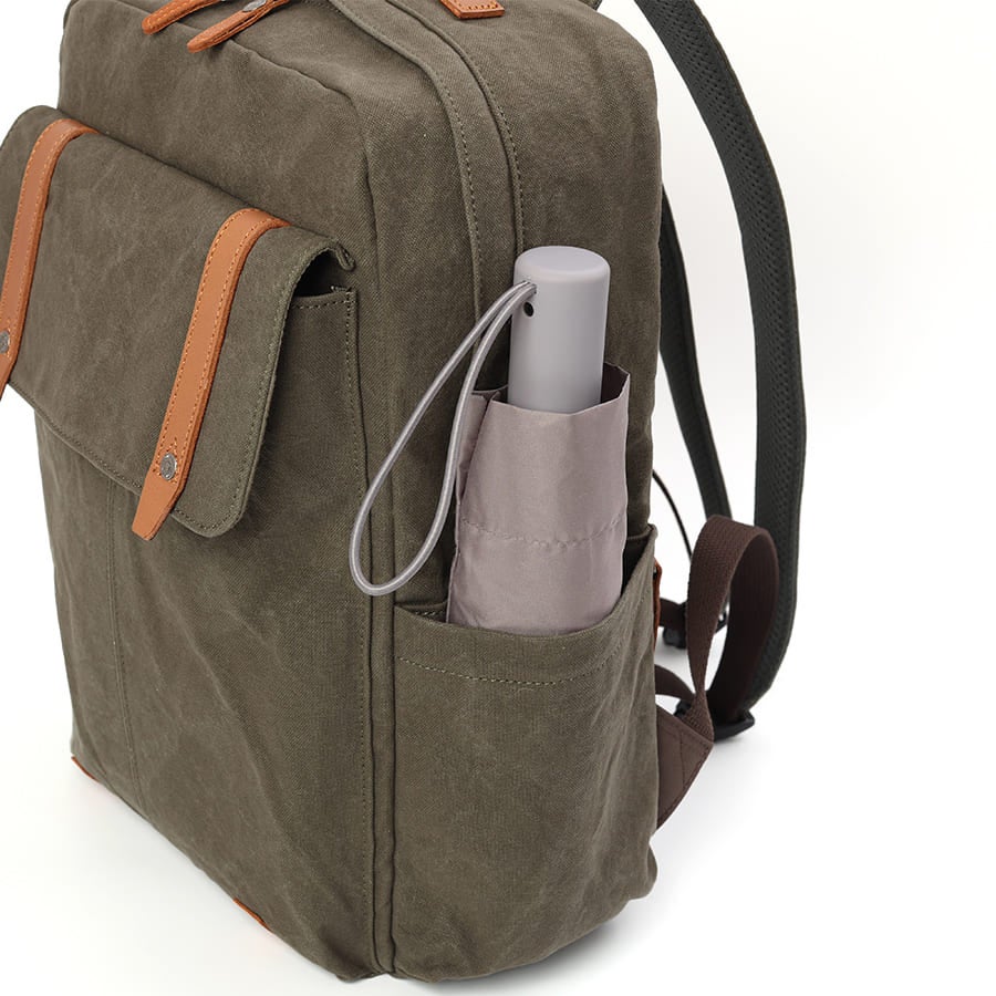 DOUBLES リュックサック 国産10号帆布×イタリアンレザー A4対応 13インチPC収納 BQZ-7439