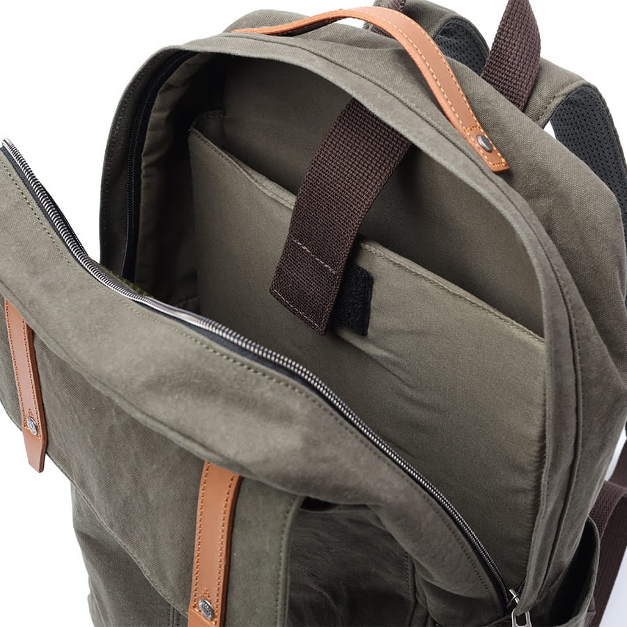 DOUBLES リュックサック 国産10号帆布×イタリアンレザー A4対応 13インチPC収納 BQZ-7439
