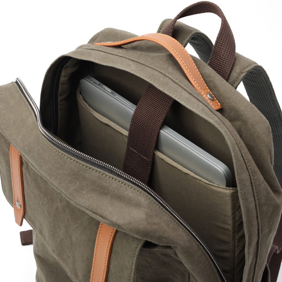 DOUBLES リュックサック 国産10号帆布×イタリアンレザー A4対応 13インチPC収納 BQZ-7439