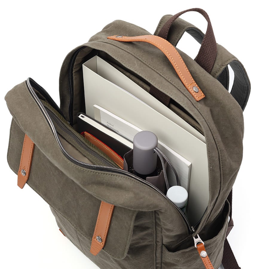 DOUBLES リュックサック 国産10号帆布×イタリアンレザー A4対応 13インチPC収納 BQZ-7439